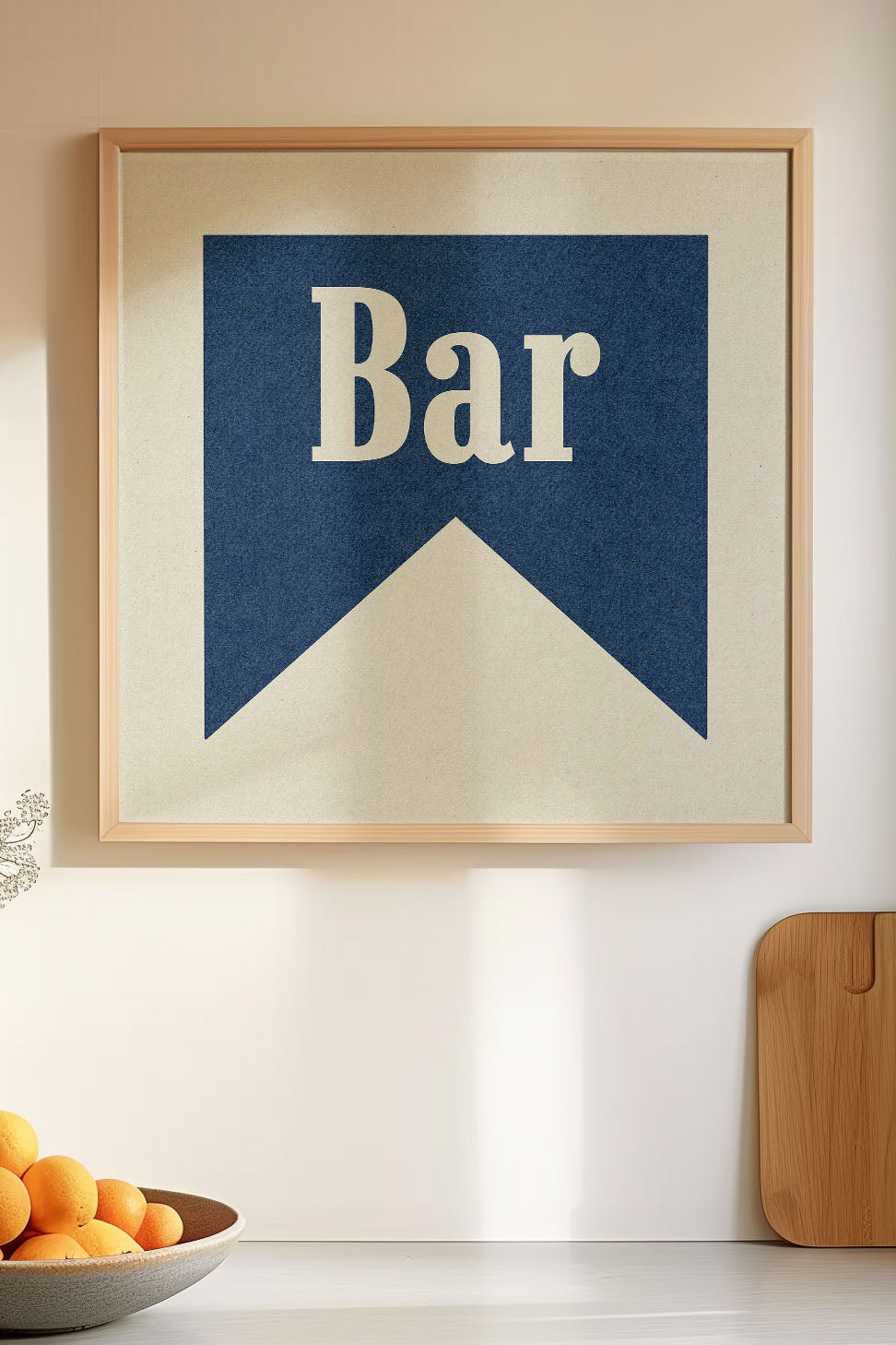 Bar Navy Banner Tab Typography Square Art Print - Tejas Country Club