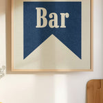 Bar Navy Banner Tab Typography Square Art Print - Tejas Country Club