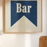 Bar Navy Banner Tab Typography Square Art Print - Tejas Country Club