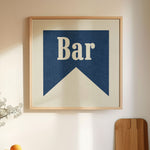 Bar Navy Banner Tab Typography Square Art Print - Tejas Country Club