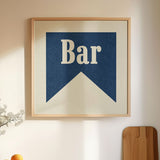 Bar Navy Banner Tab Typography Square Art Print - Tejas Country Club