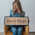 Night Games In Baton Rouge, Louisiana Vintage Flash Card Framed Print - Tejas Country Club