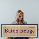 Night Games In Baton Rouge, Louisiana Vintage Flash Card Framed Print - Tejas Country Club