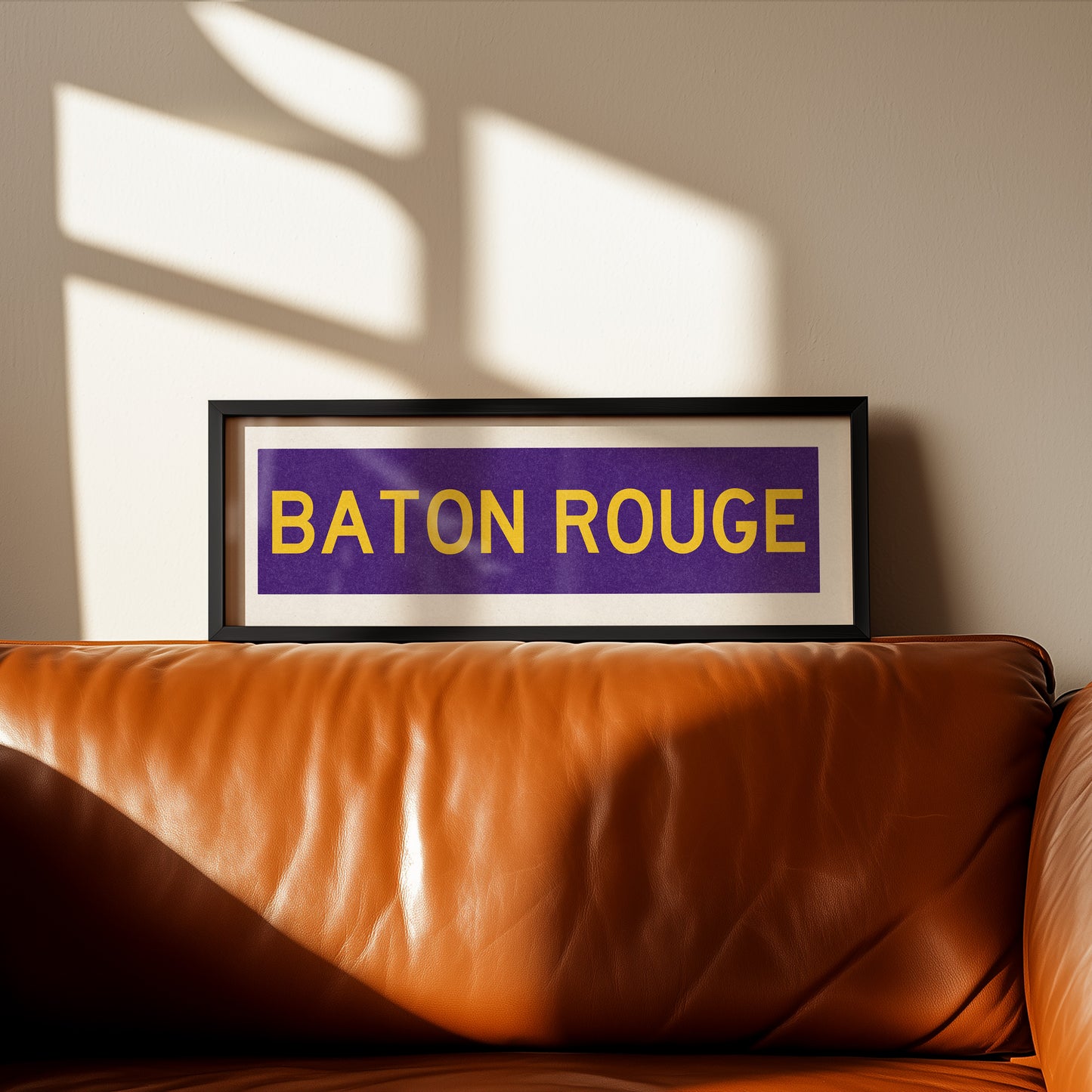 Framed Baton Rouge Purple Bus Scroll