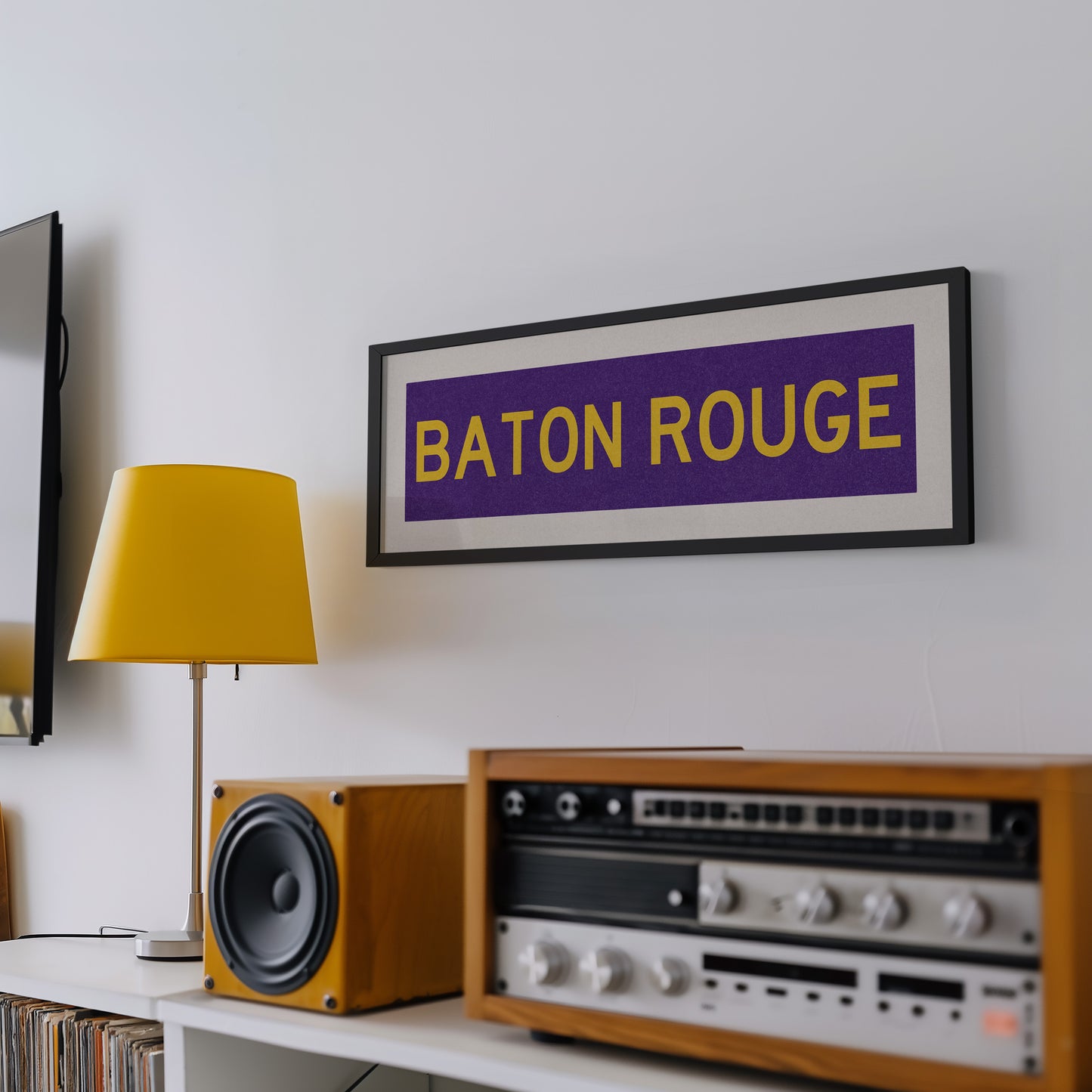 Framed Baton Rouge Purple Bus Scroll