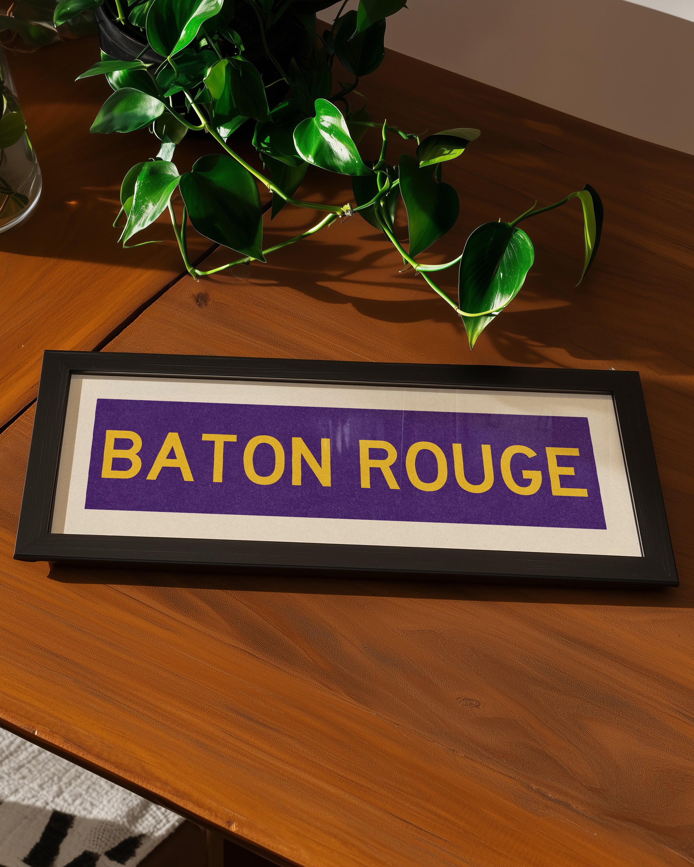 Framed Baton Rouge Purple Bus Scroll - Tejas Country Club