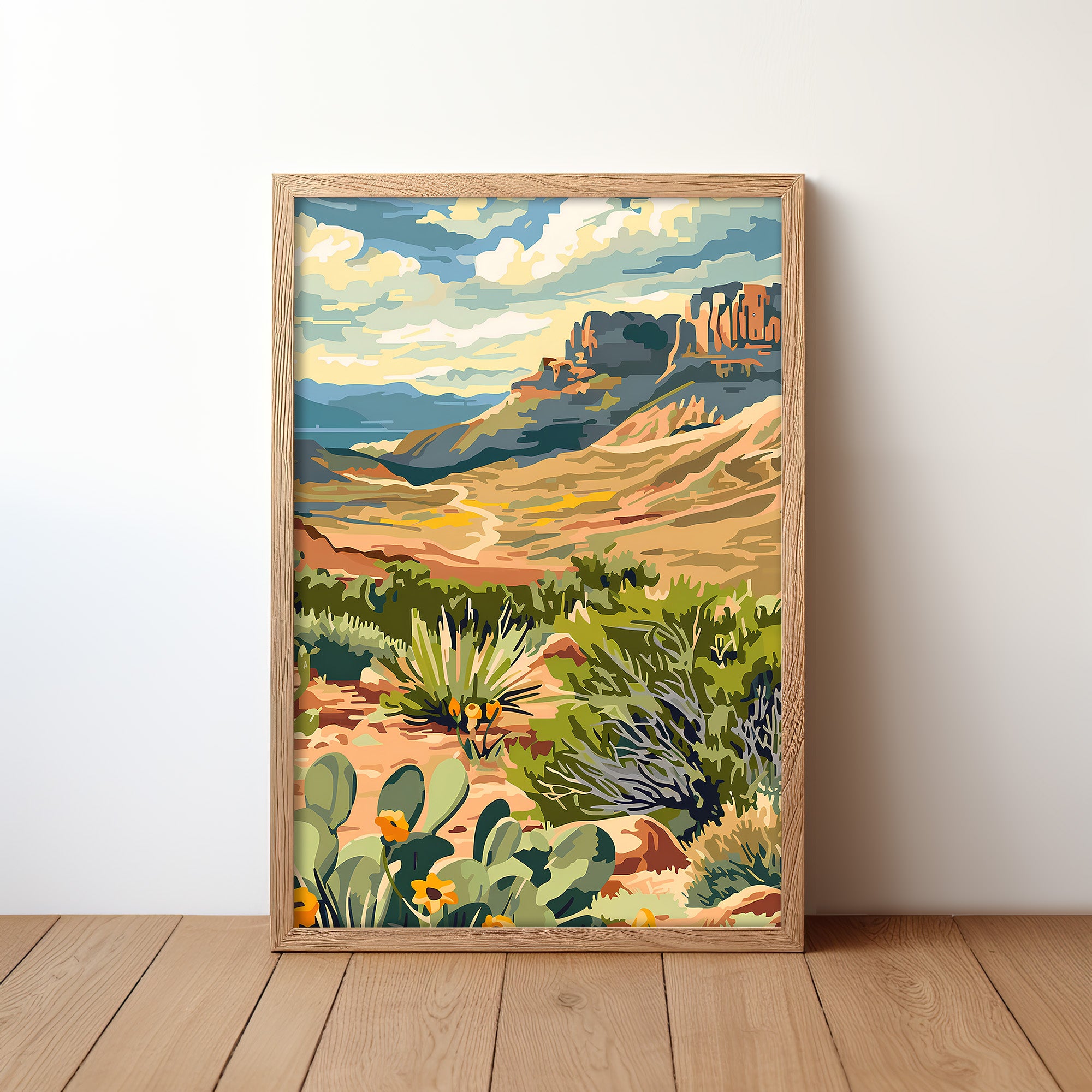 Big Bend Texas Paint By Number Style Print - Tejas Country Club