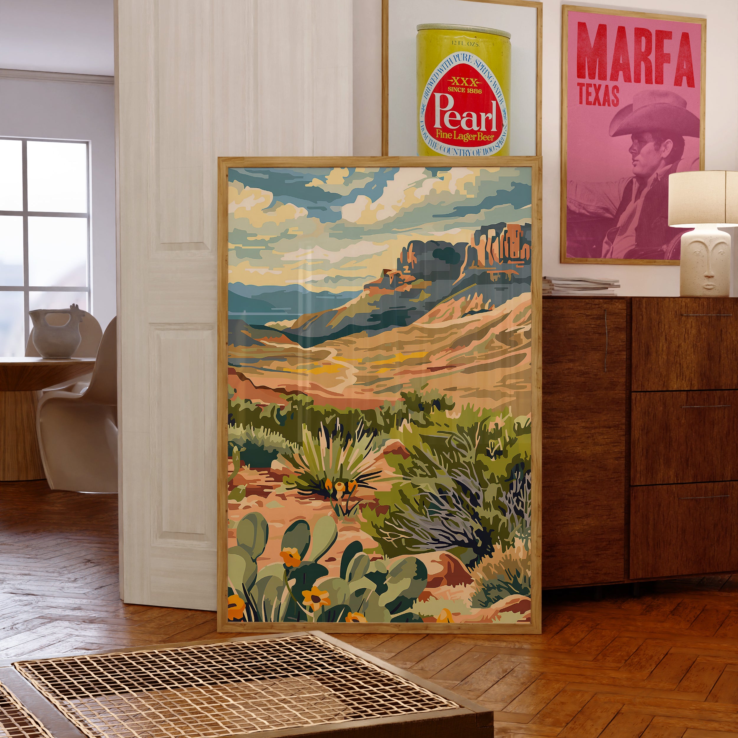 Big Bend Texas Paint By Number Style Print - Tejas Country Club