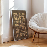 Big Bend West Texas Subway Scroll Art Print - Tejas Country Club