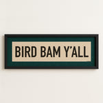Framed Bird Bam Y'all Mahjong Art Scroll Sign - Tejas Country Club