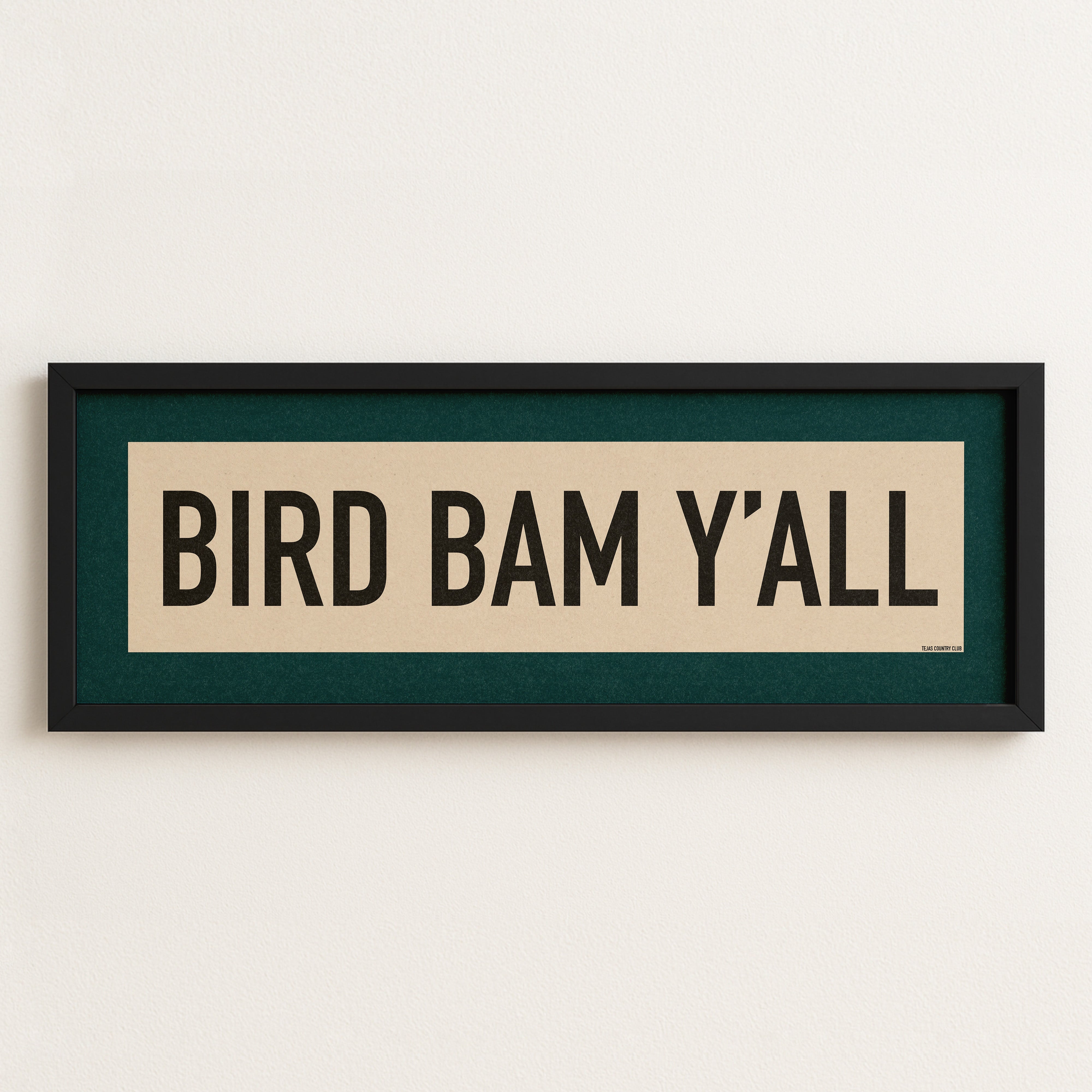 Framed Bird Bam Y'all Mahjong Art Scroll Sign - Tejas Country Club