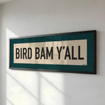 Framed Bird Bam Y'all Mahjong Art Scroll Sign - Tejas Country Club