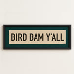 Framed Bird Bam Y'all Mahjong Art Scroll Sign - Tejas Country Club