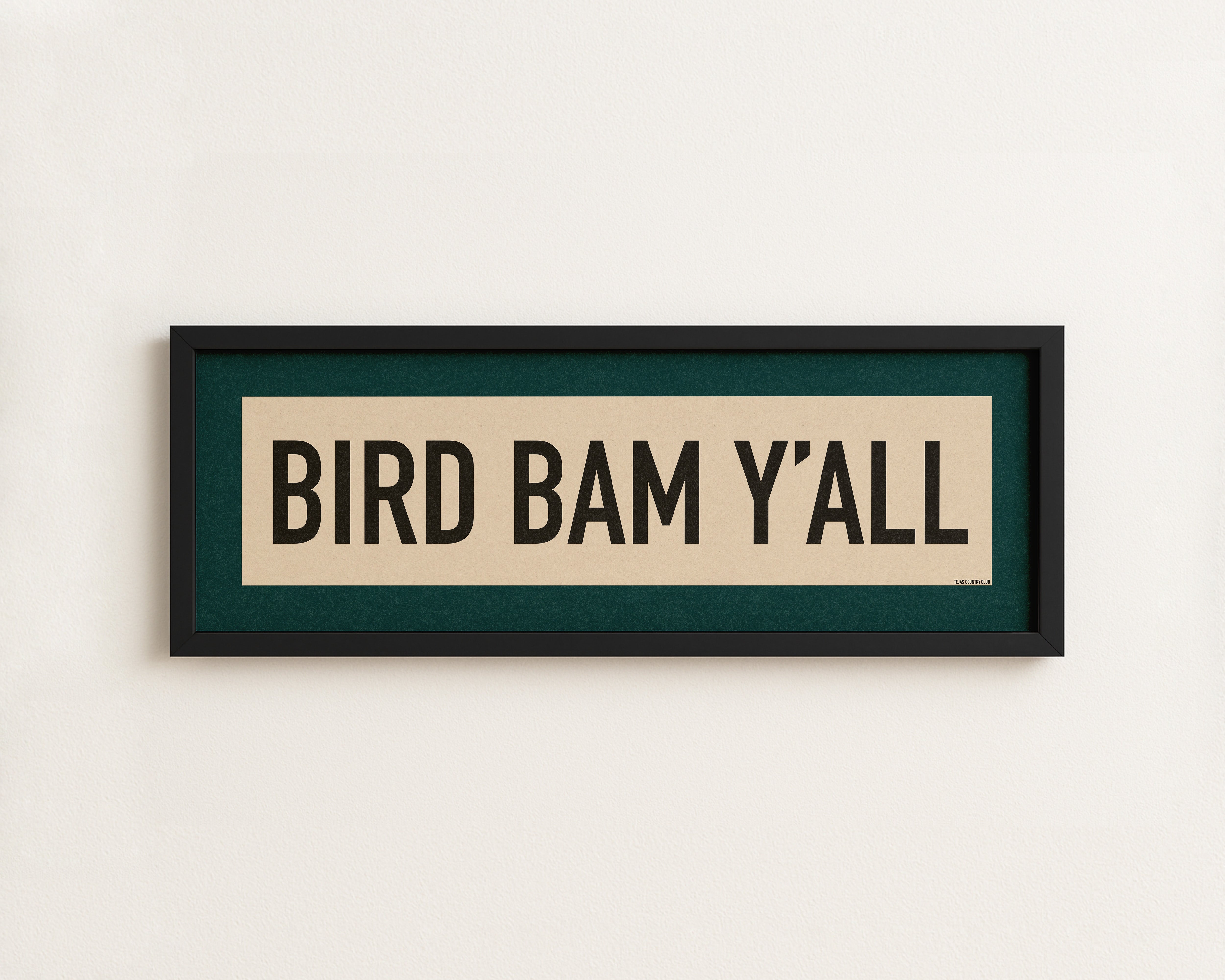 Framed Bird Bam Y'all Mahjong Art Scroll Sign - Tejas Country Club