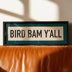 Framed Bird Bam Y'all Mahjong Art Scroll Sign - Tejas Country Club