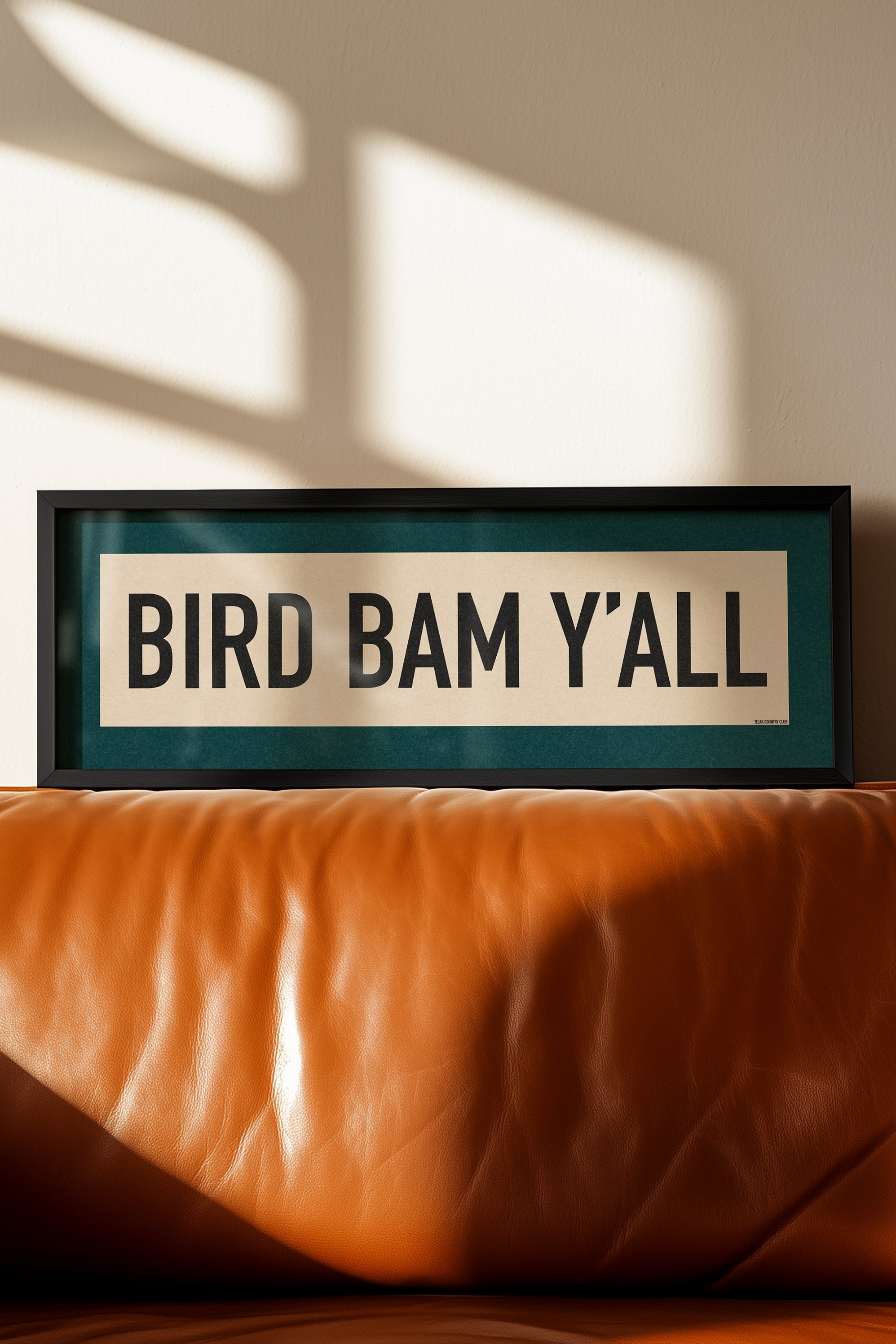 Framed Bird Bam Y'all Mahjong Art Scroll Sign - Tejas Country Club