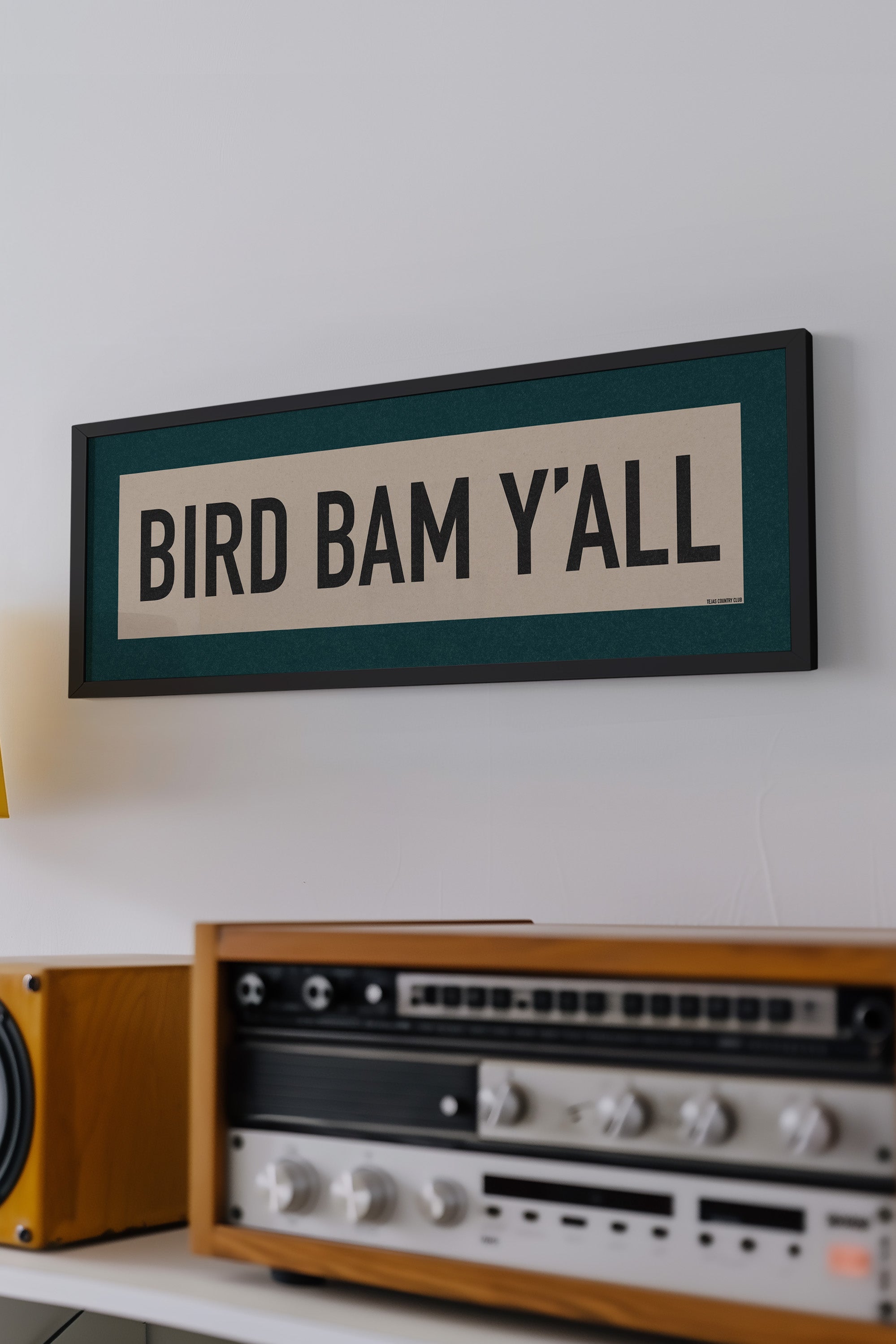 Framed Bird Bam Y'all Mahjong Art Scroll Sign - Tejas Country Club
