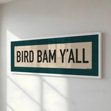 Framed Bird Bam Y'all Mahjong Art Scroll Sign - Tejas Country Club
