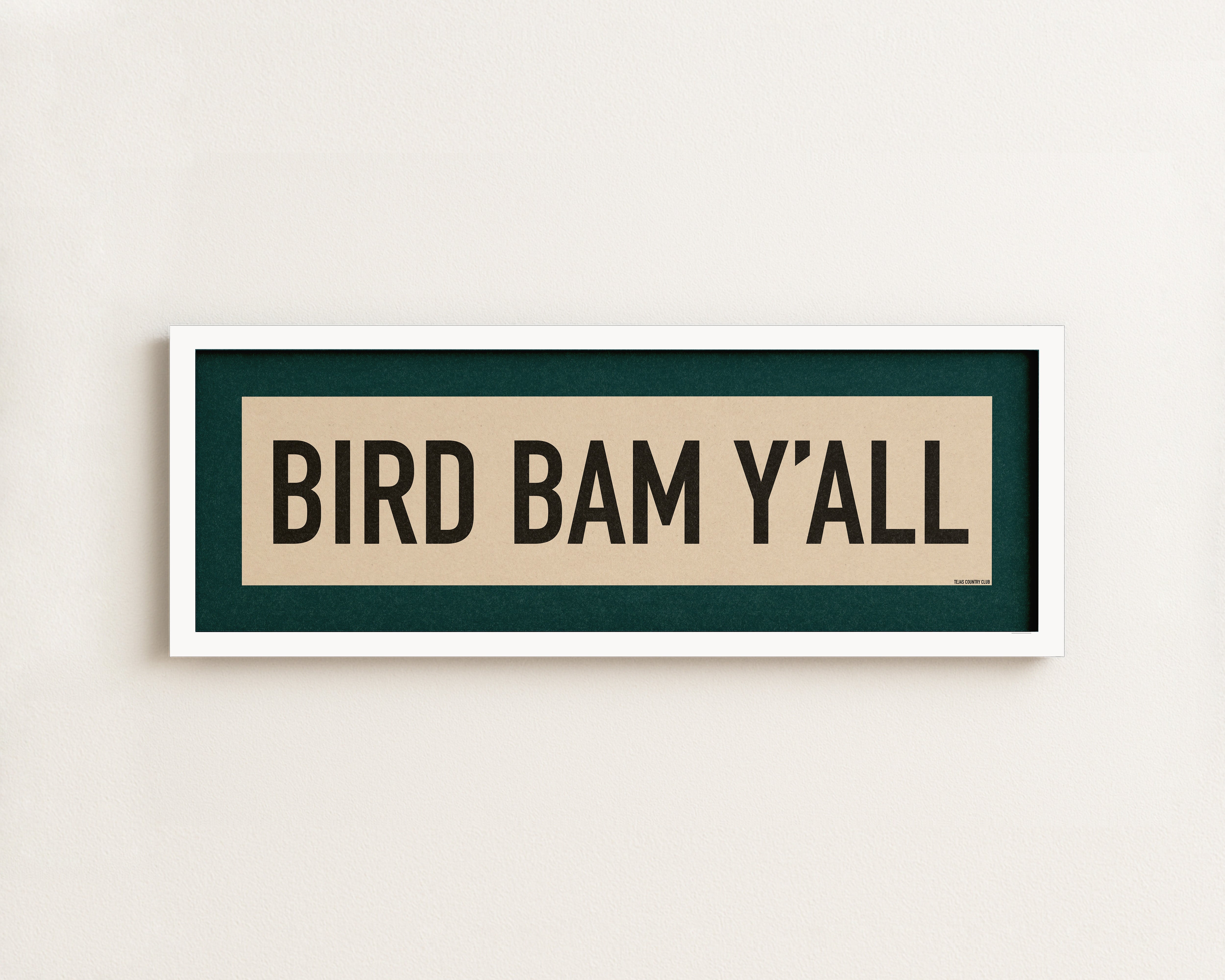 Framed Bird Bam Y'all Mahjong Art Scroll Sign - Tejas Country Club