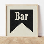 Bar Black Banner Tab Typography Square Art Print - Tejas Country Club