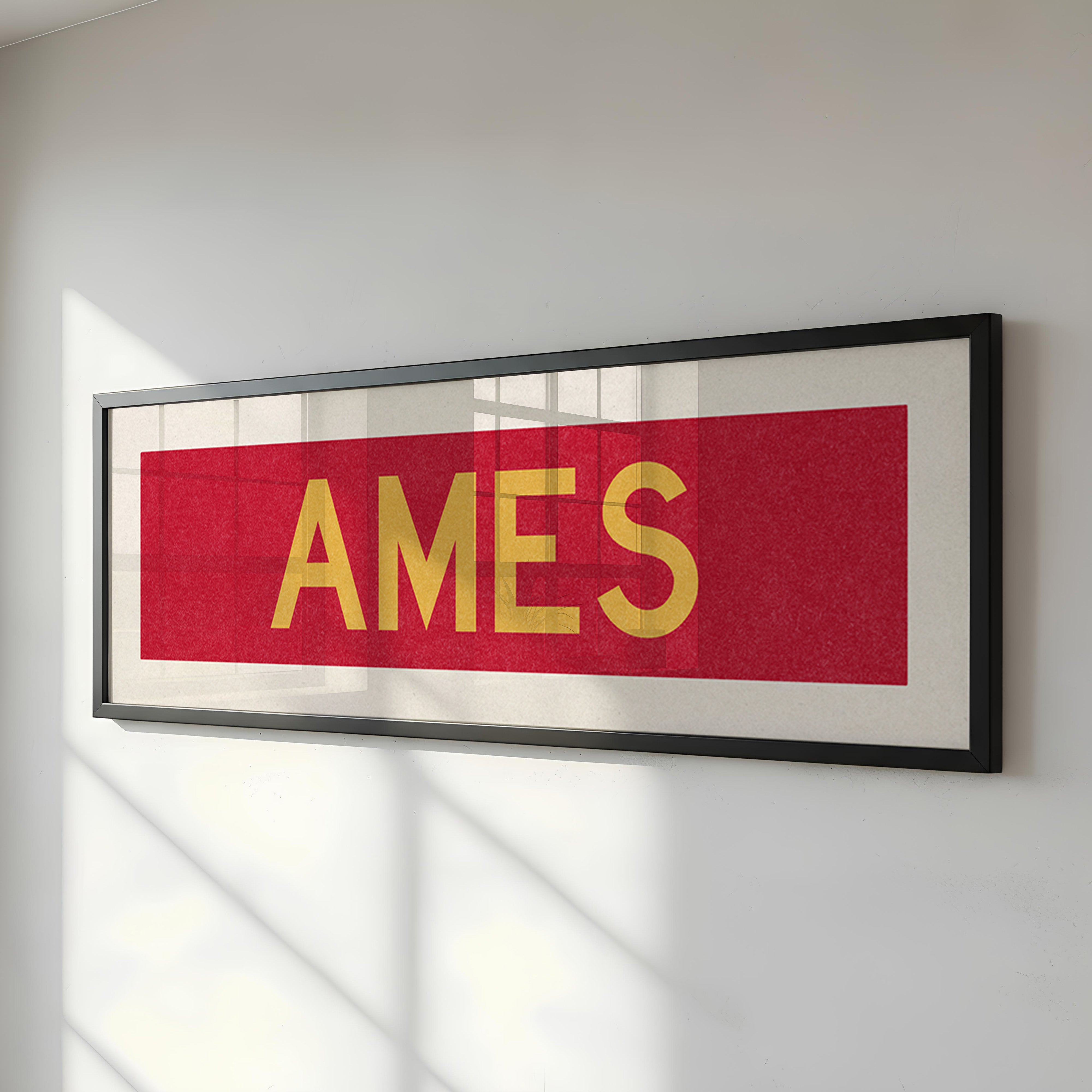 Framed Ames Red and Gold Bus Scroll - Tejas Country Club