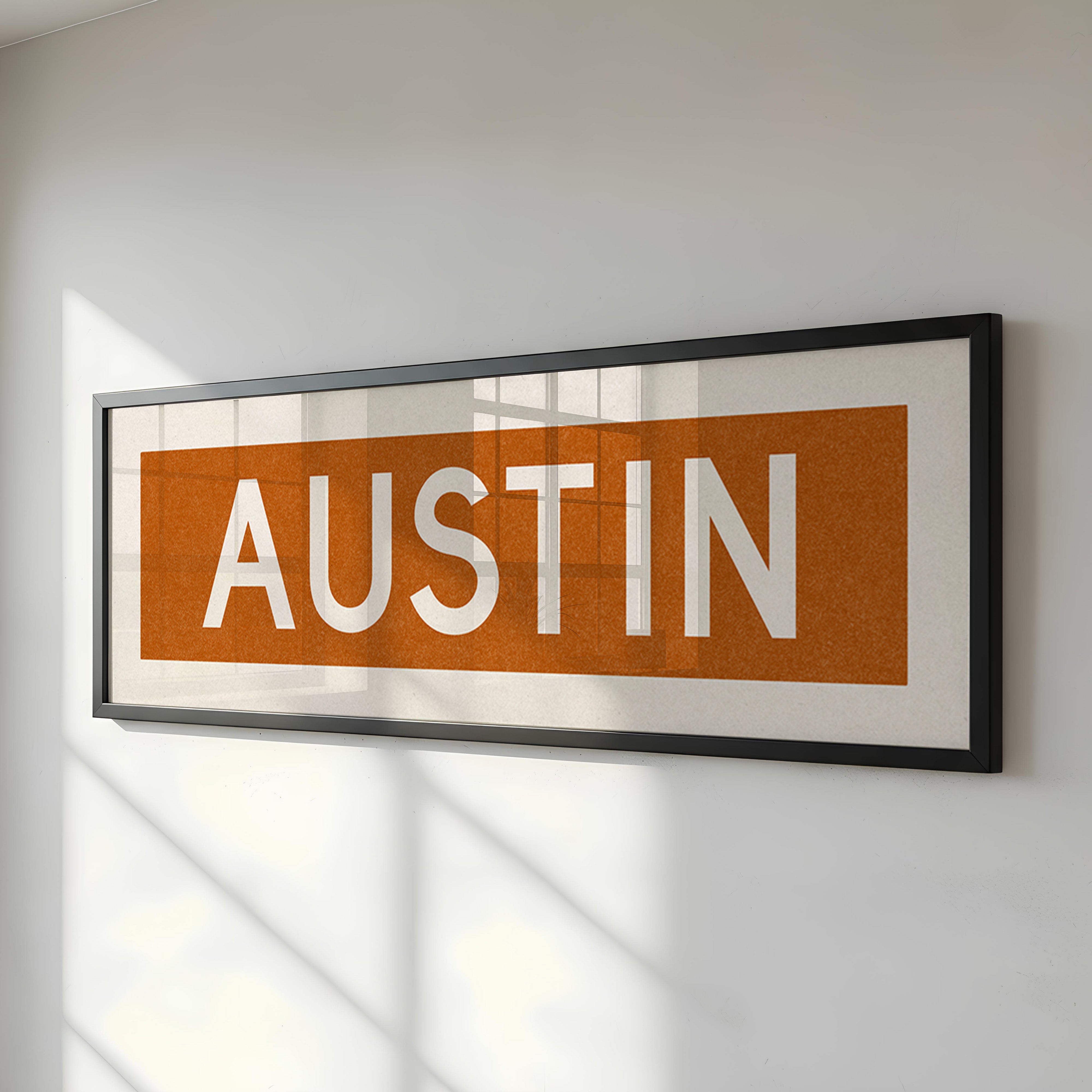 Framed Austin Orange Bus Scroll - Tejas Country Club