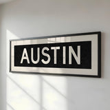 Framed Austin Bus Scroll Sign - Tejas Country Club