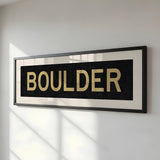 Framed Boulder Black and Gold Bus Scroll - Tejas Country Club