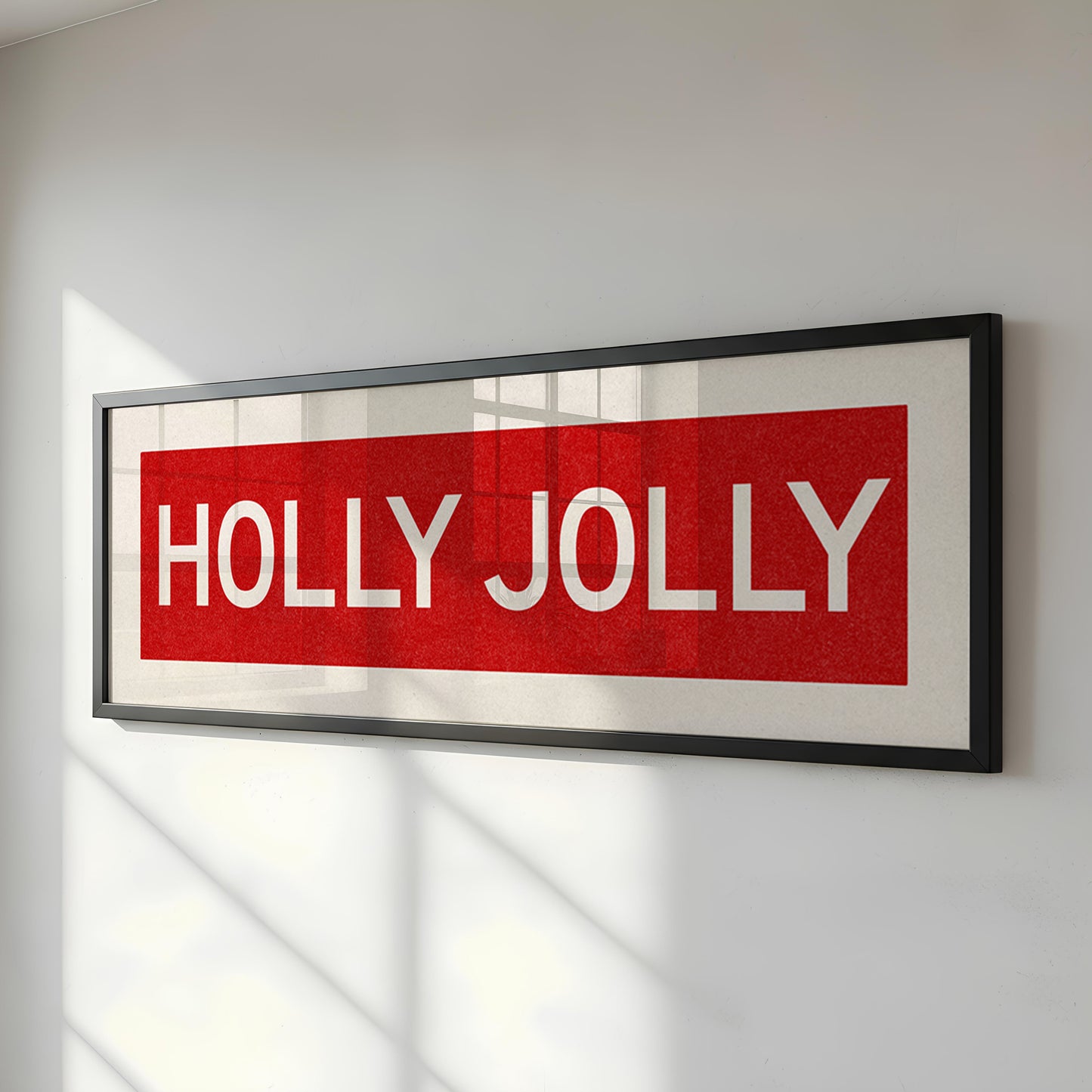 Framed Holly Jolly Red Christmas Art Print