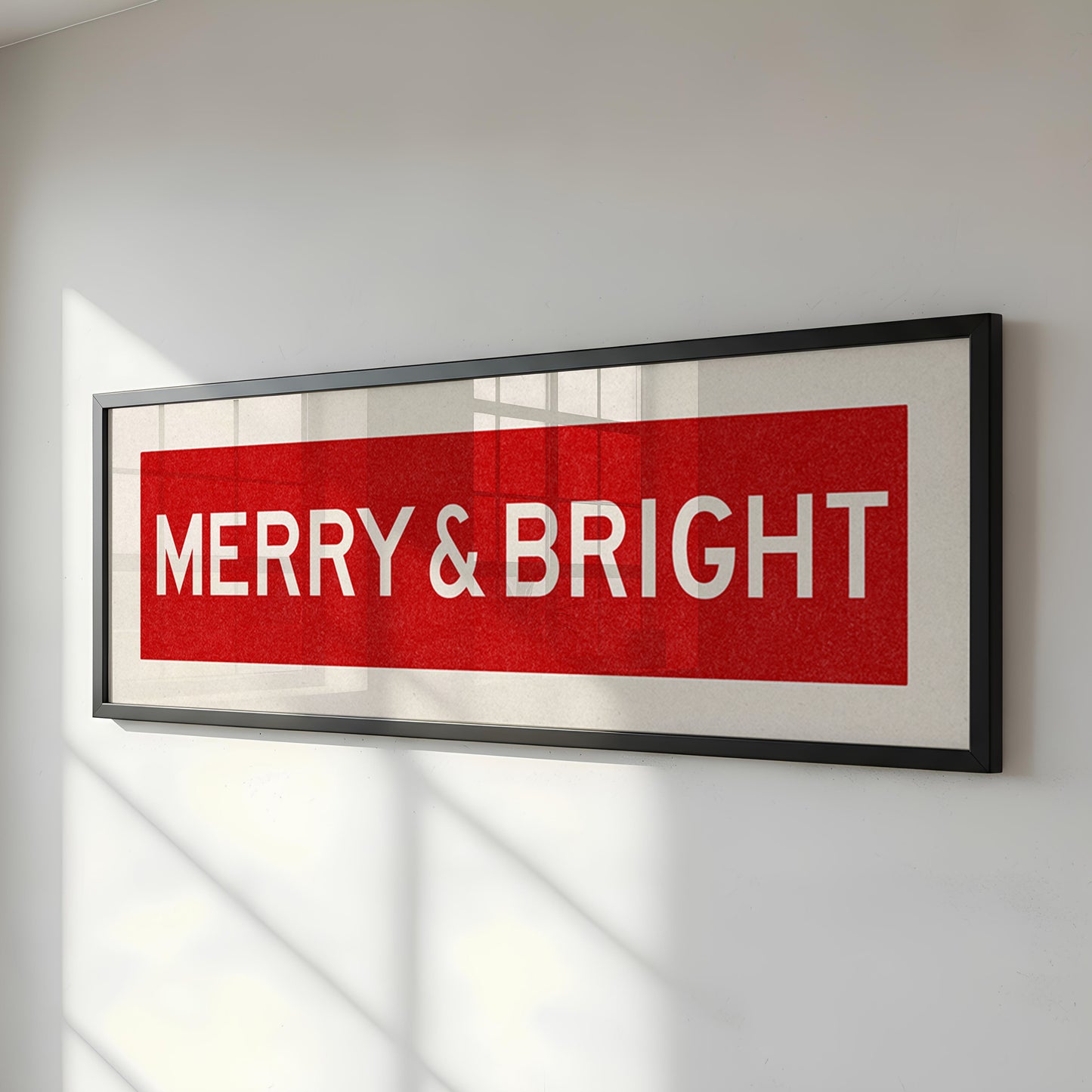 Framed Merry & Bright Red Christmas Art Print