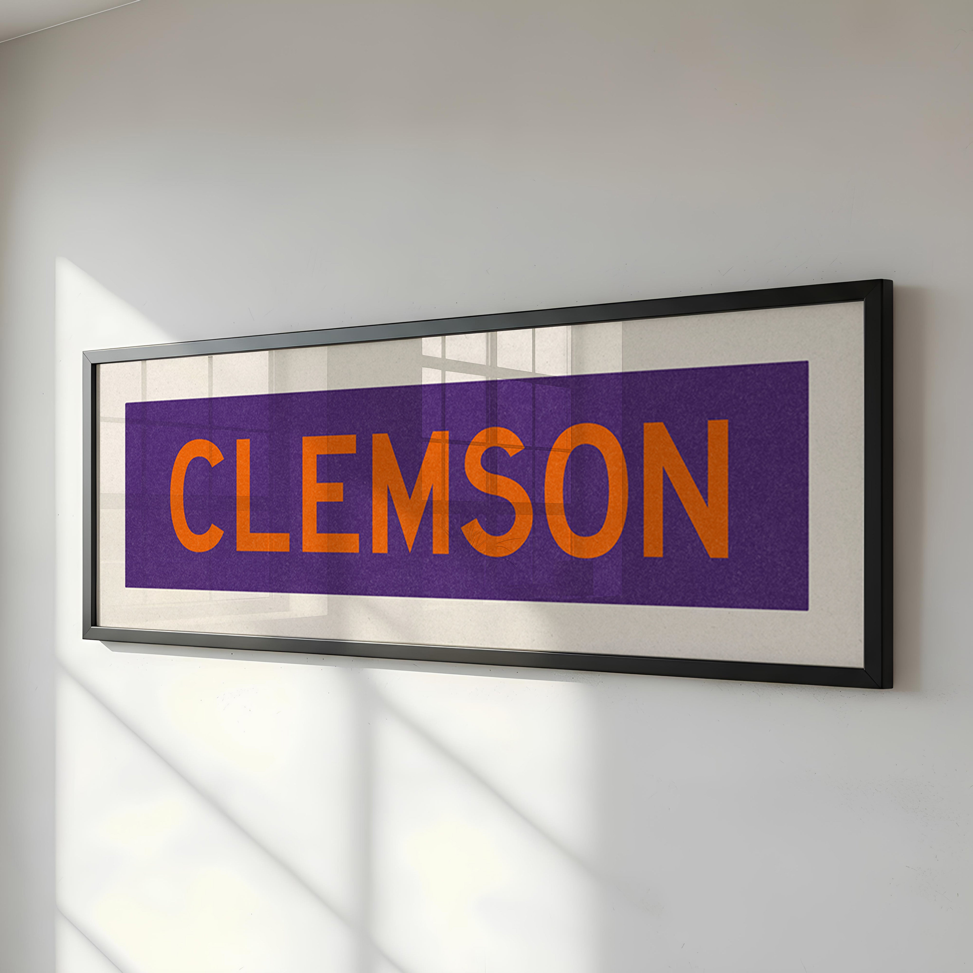 Framed Clemson Purple and Orange Bus Scroll - Tejas Country Club
