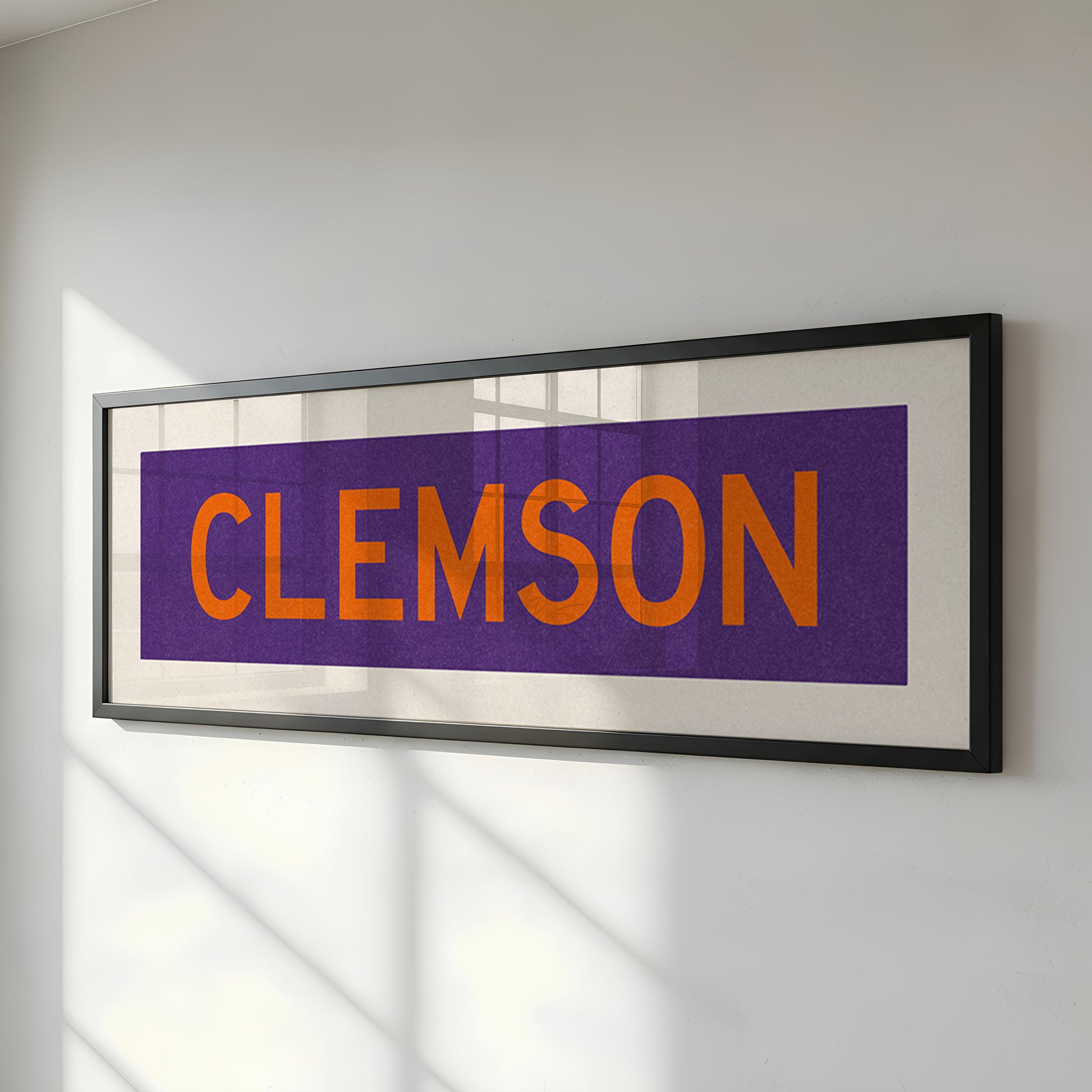 Framed Clemson Purple and Orange Bus Scroll - Tejas Country Club