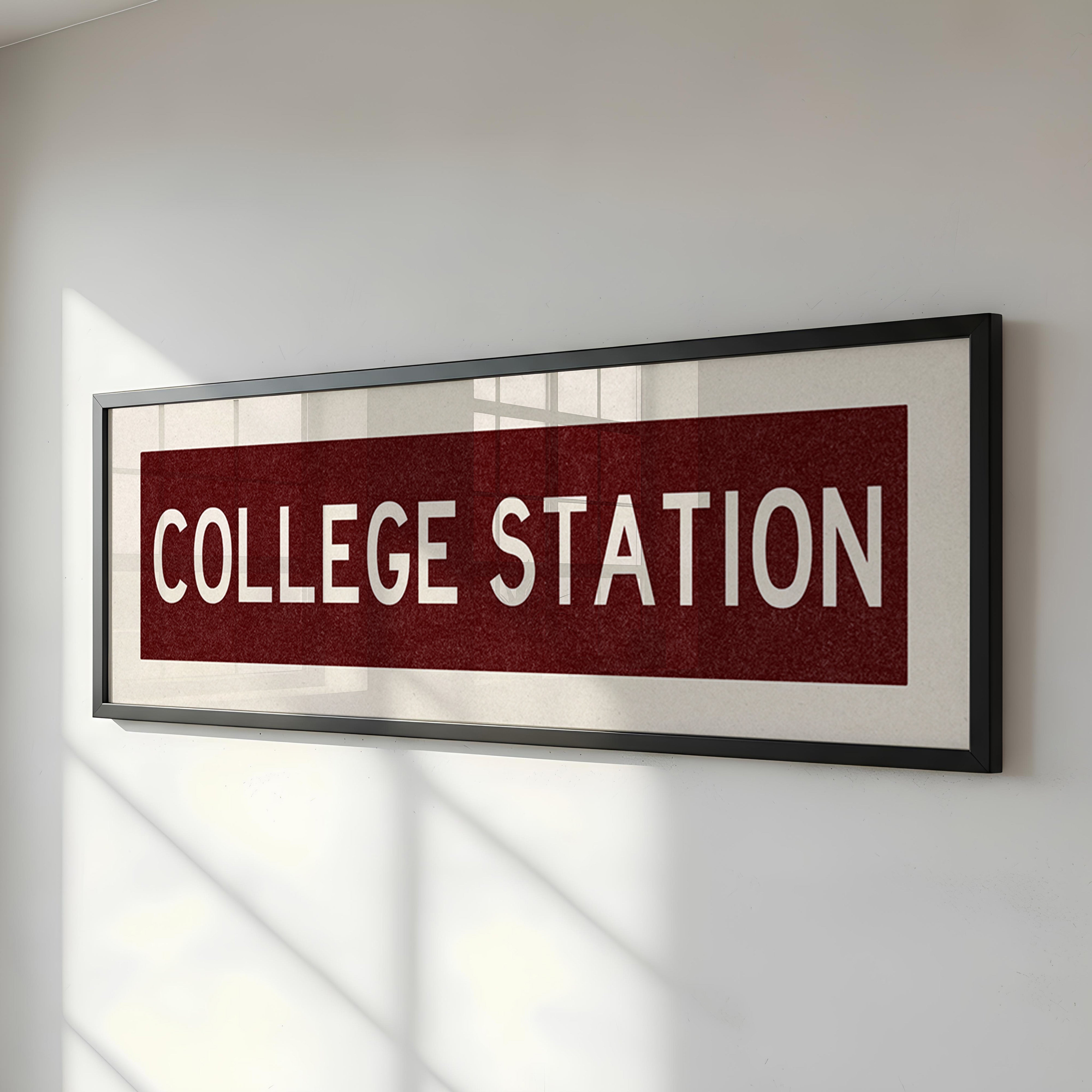 Framed College Station Maroon Bus Scroll - Tejas Country Club