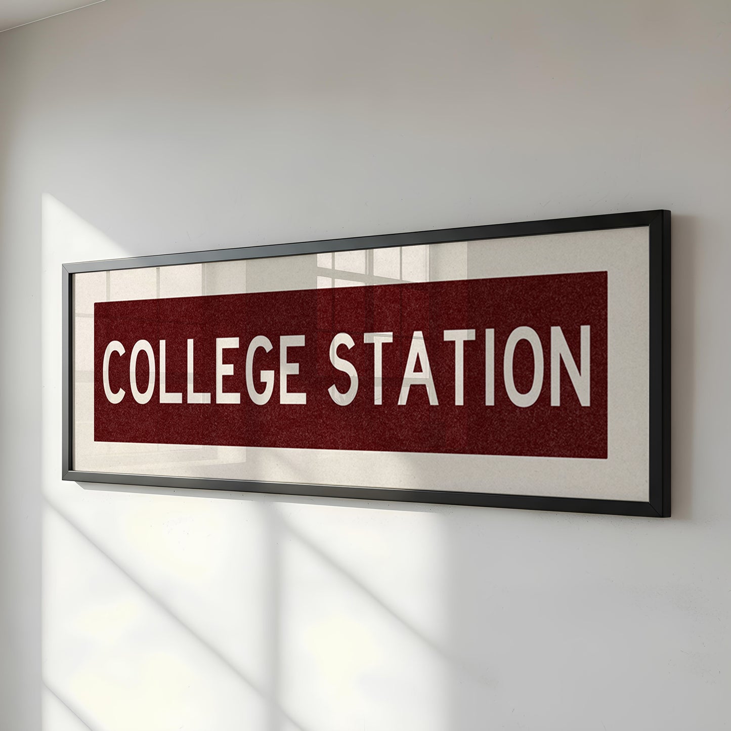 Framed College Station Maroon Bus Scroll