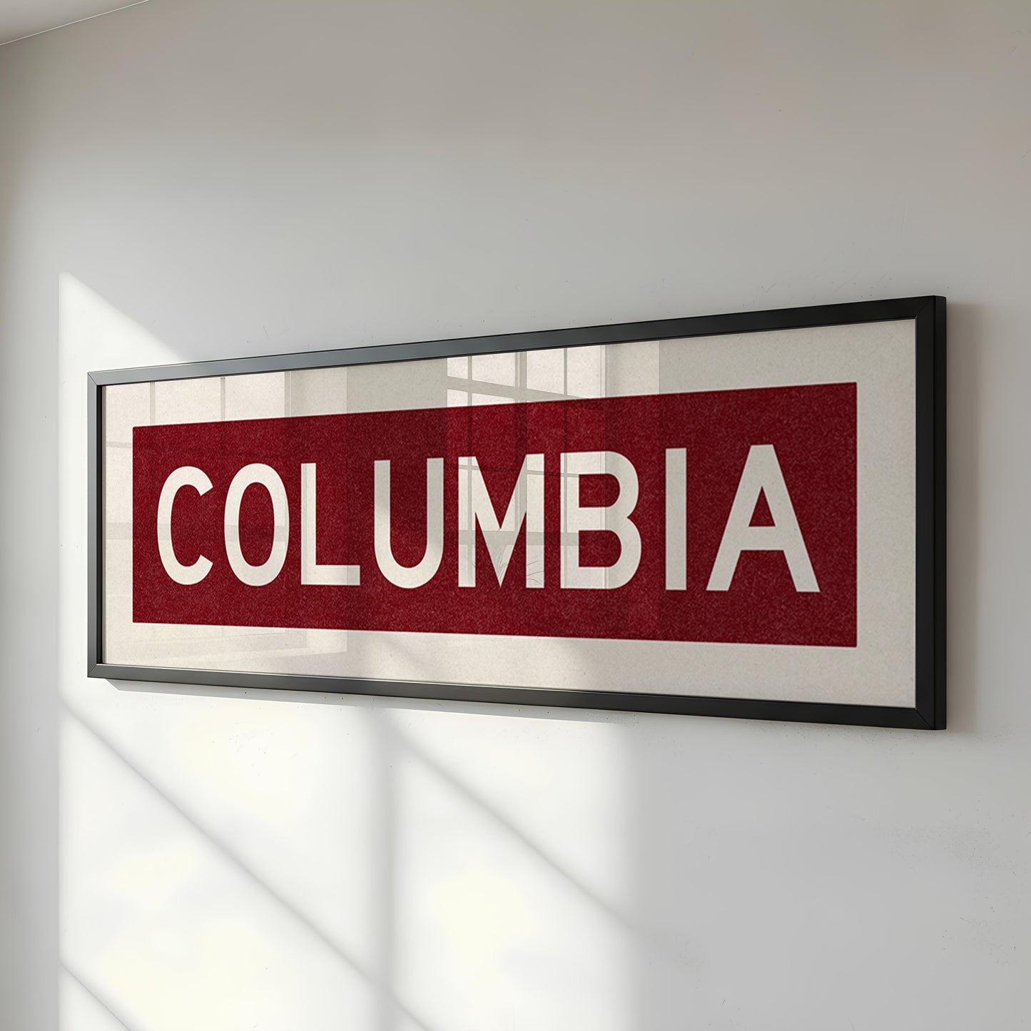 Framed Columbia Scarlet Bus Scroll