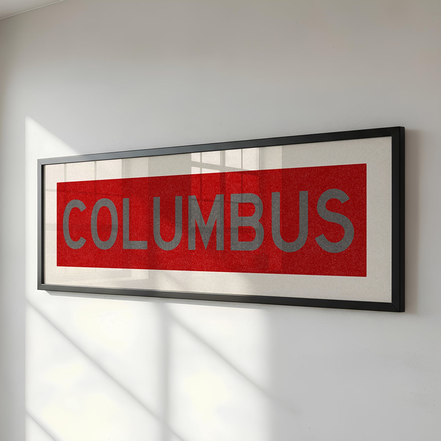 Framed Columbus Red Bus Scroll