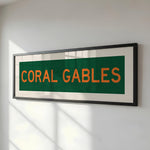 Framed Coral Gables Green and Orange Bus Scroll - Tejas Country Club