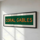 Framed Coral Gables Green and Orange Bus Scroll - Tejas Country Club