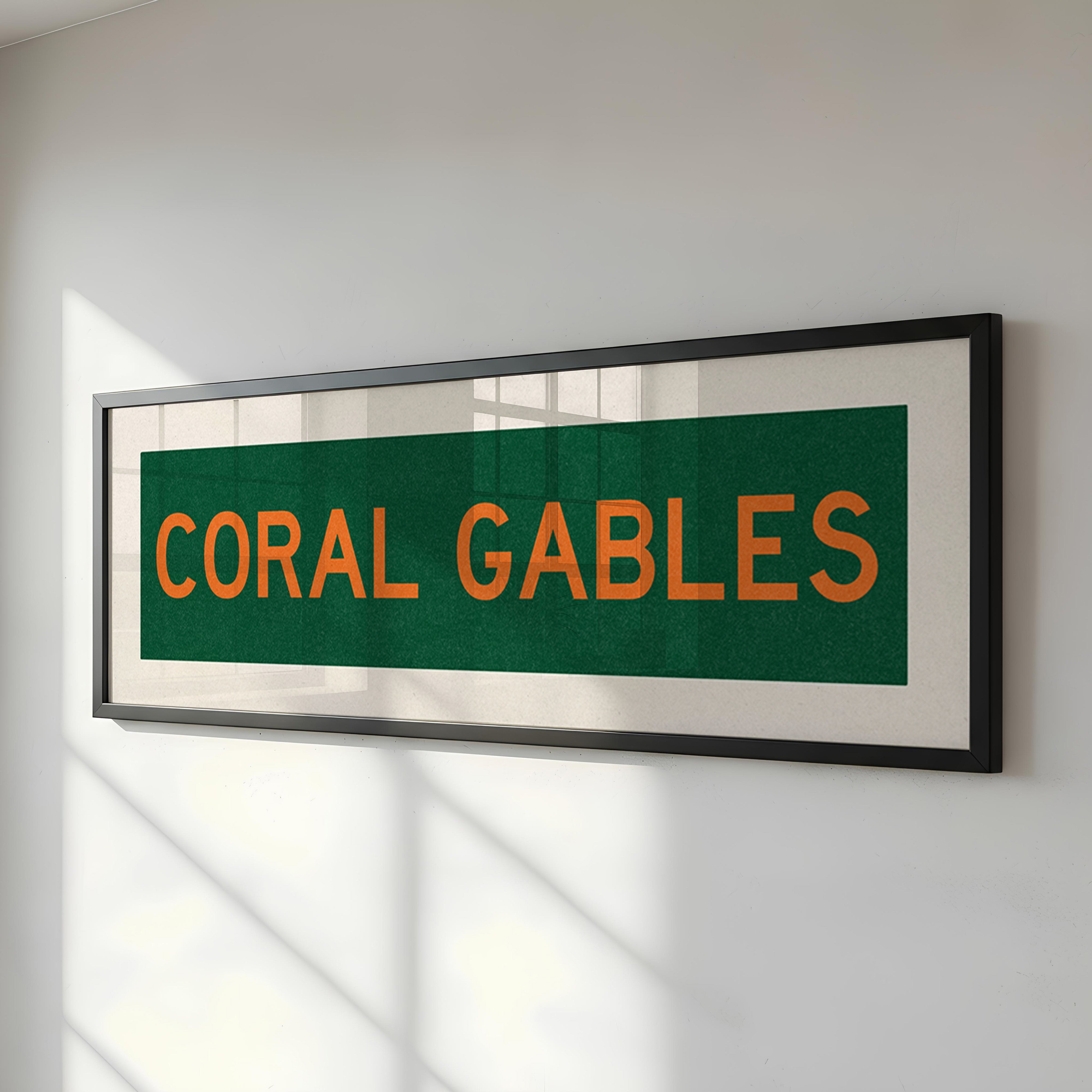 Framed Coral Gables Green and Orange Bus Scroll - Tejas Country Club