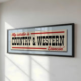 Framed Country & Western Cardio Bumper Sticker Art Print - Tejas Country Club