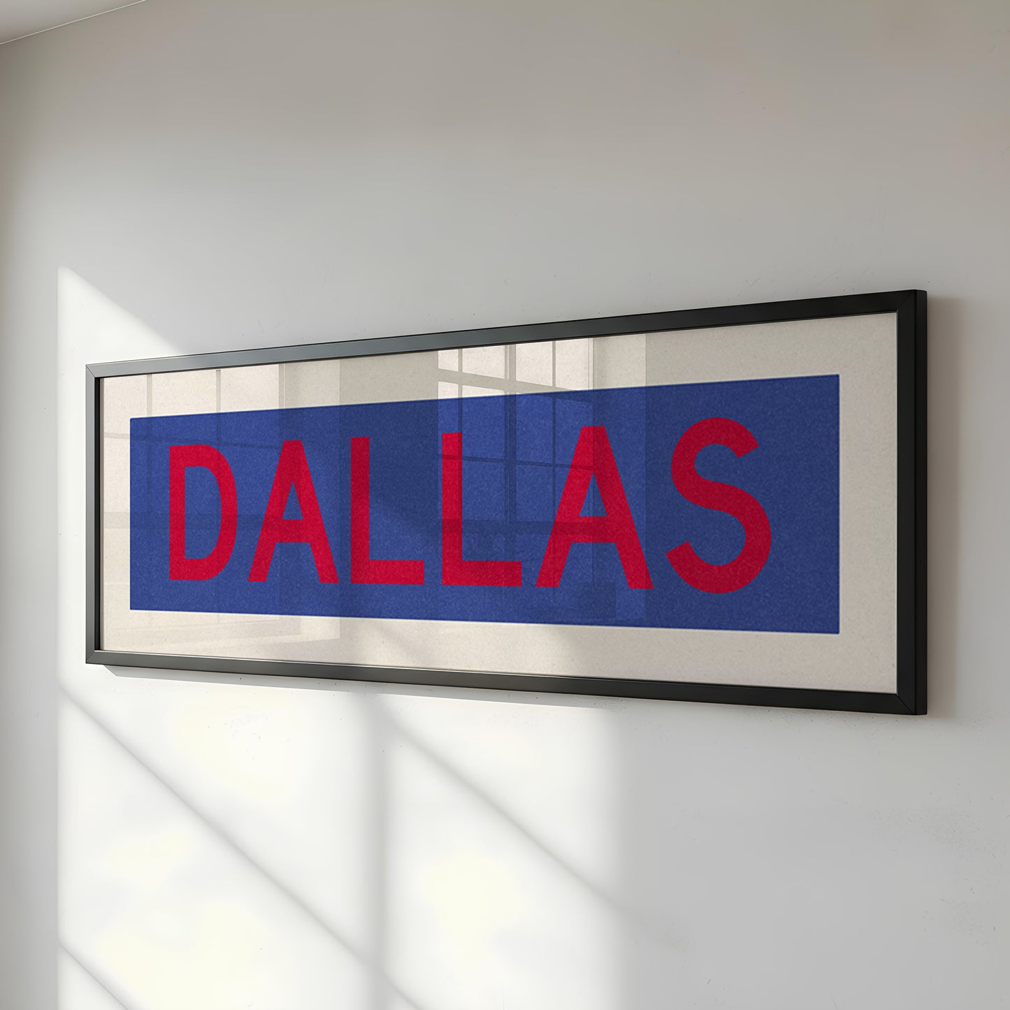 Framed Dallas Blue and Red Bus Scroll