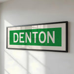 Framed Denton Green and White Bus Scroll - Tejas Country Club