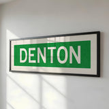 Framed Denton Green and White Bus Scroll - Tejas Country Club