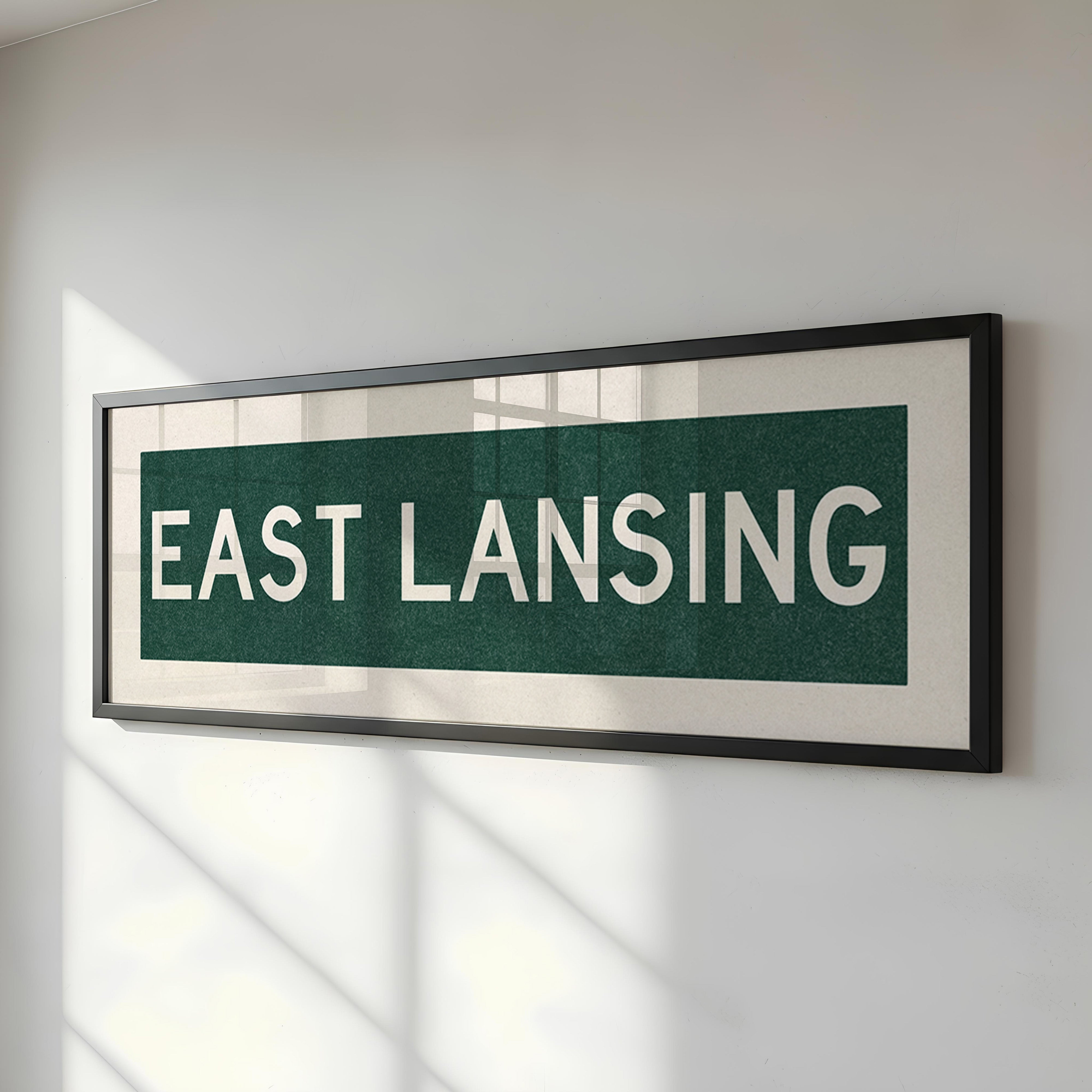 Framed East Lansing Green Bus Scroll - Tejas Country Club