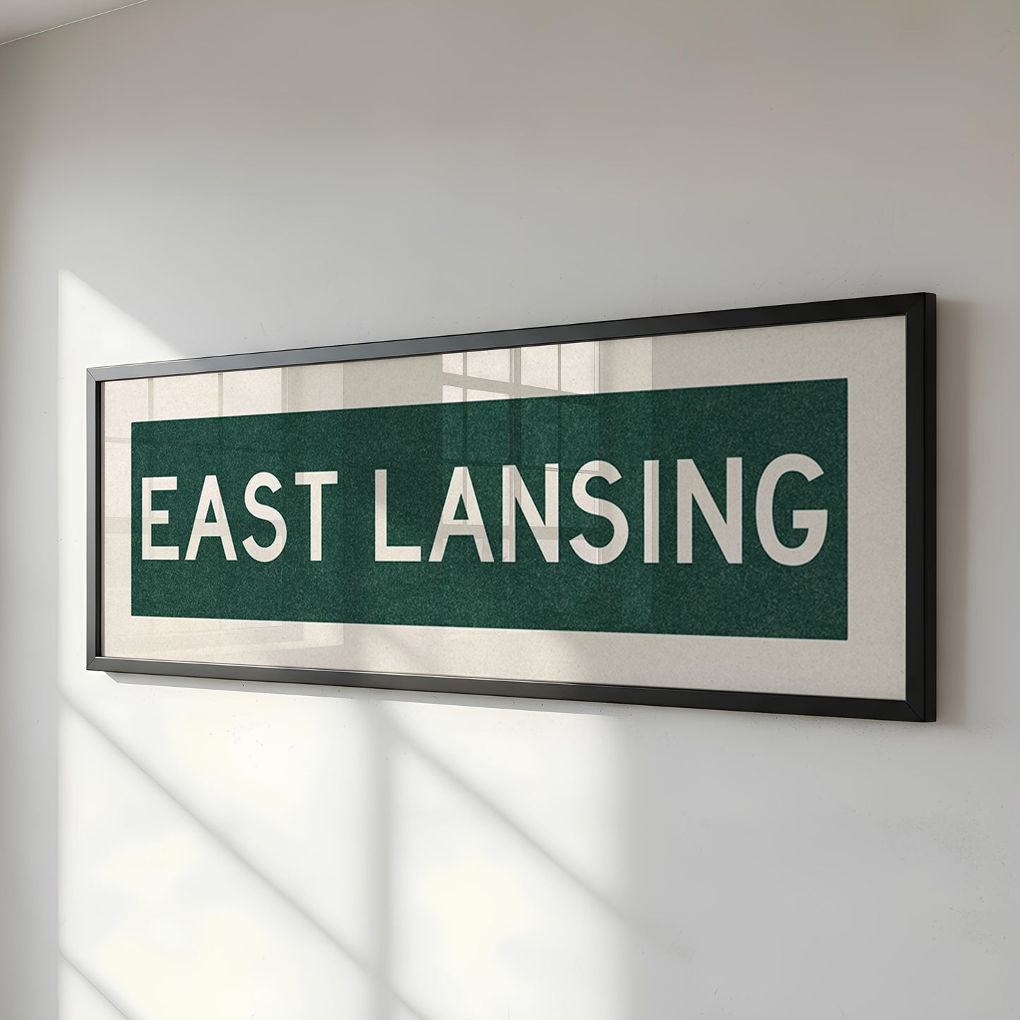 Framed East Lansing Green Bus Scroll