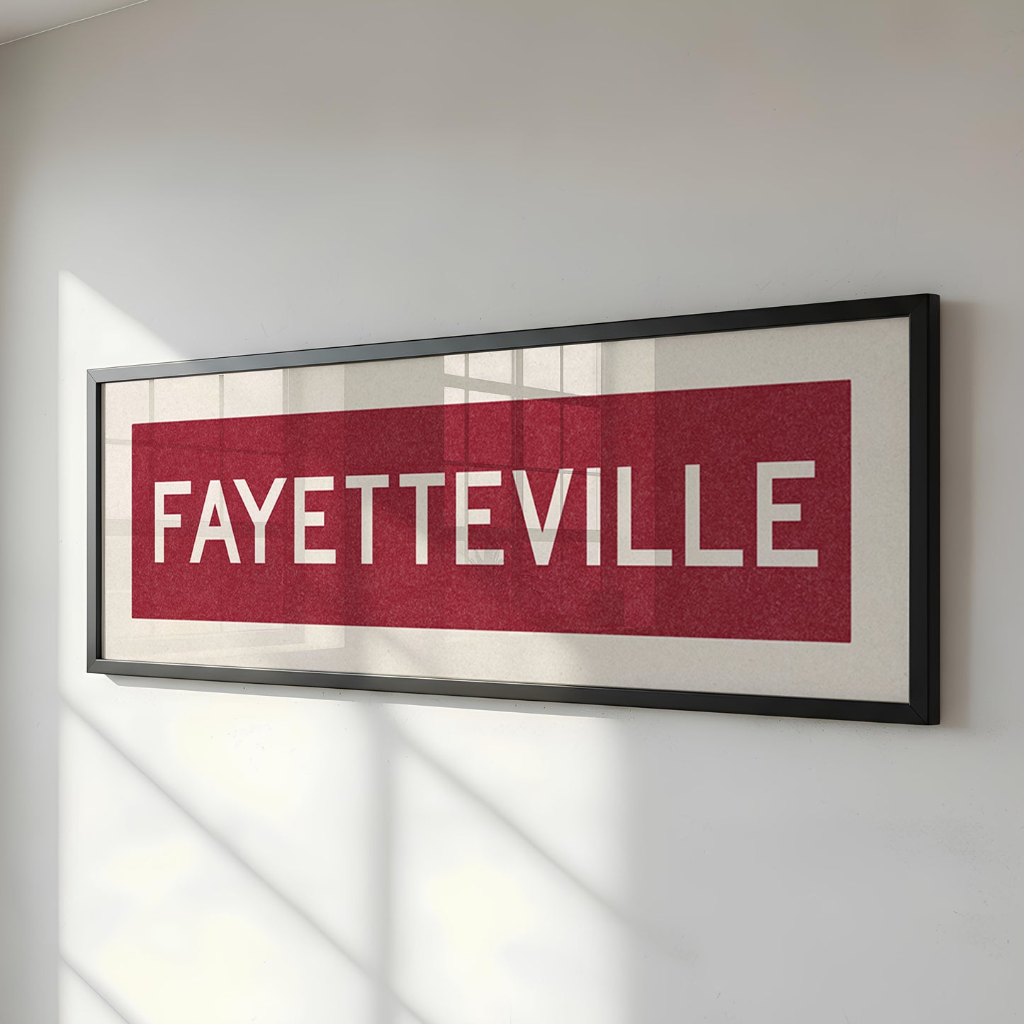 Framed Fayetteville Red Bus Scroll