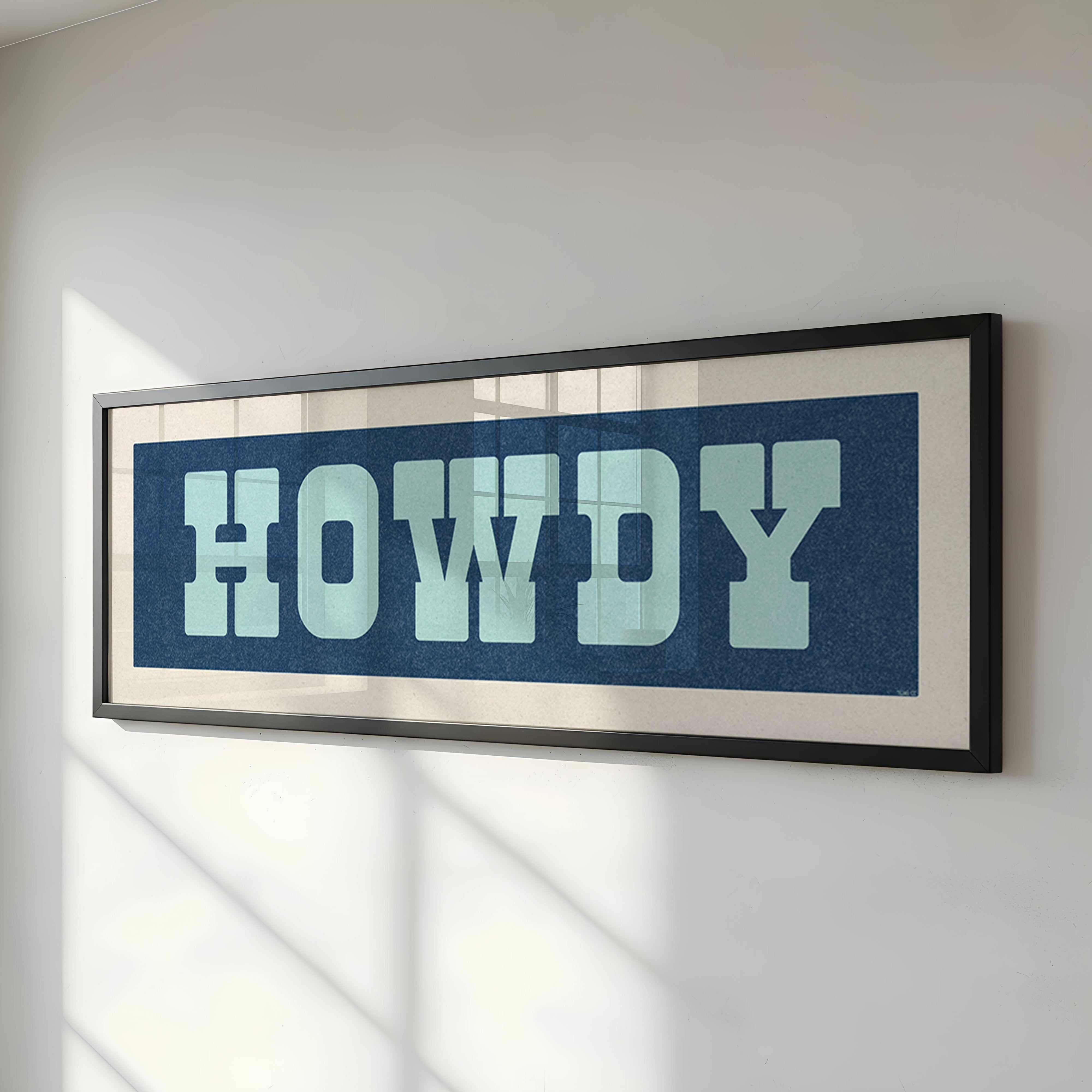 Framed HOWDY Sign Blue & Aqua Art Print - Tejas Country Club