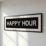 Framed Happy Hour Bus Scroll Sign - Tejas Country Club