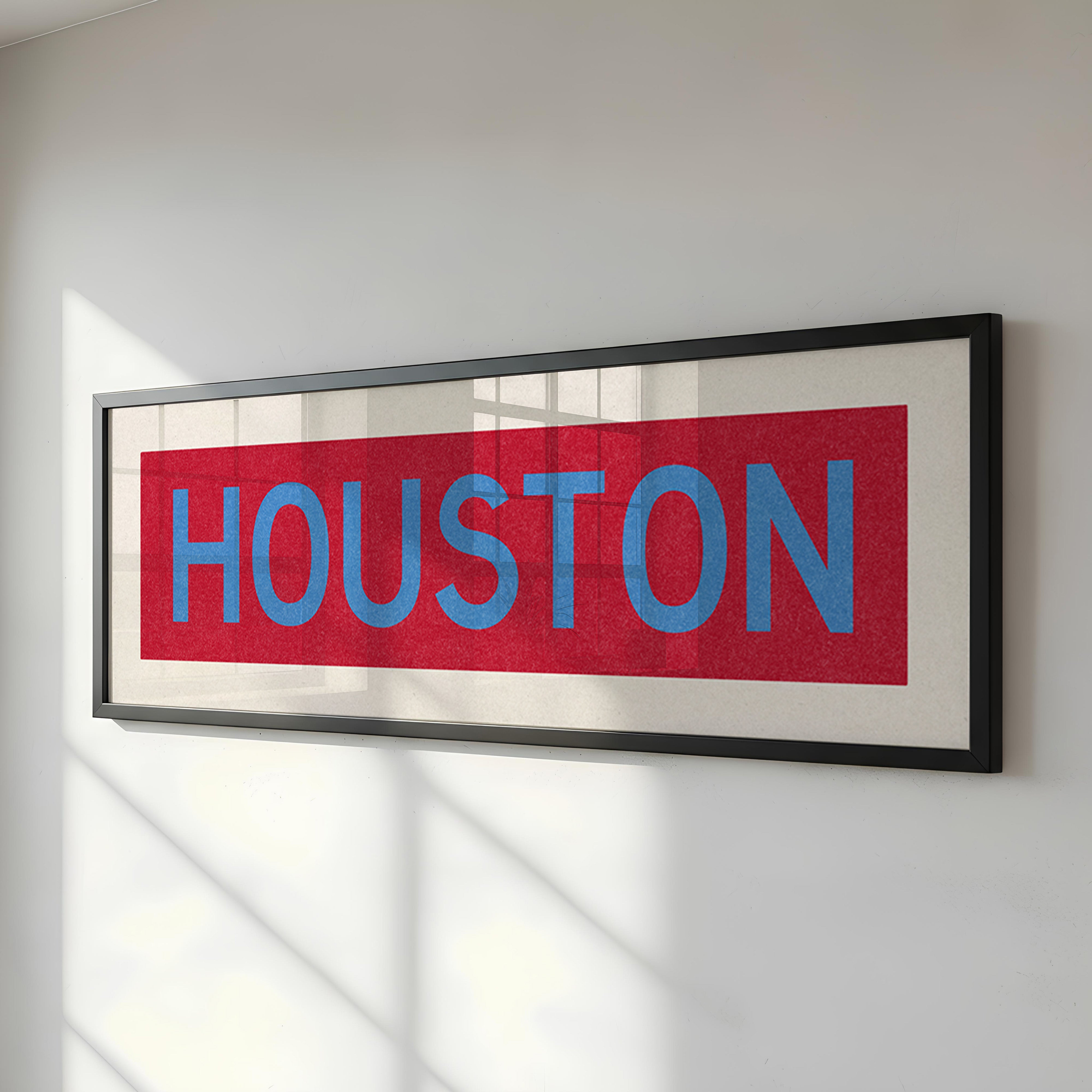 Framed Houston Baby Blue Bus Scroll - Tejas Country Club
