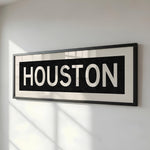 Framed Houston Bus Scroll Sign - Tejas Country Club